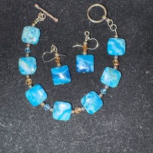 Blue and Gold Stone Jewelry Set